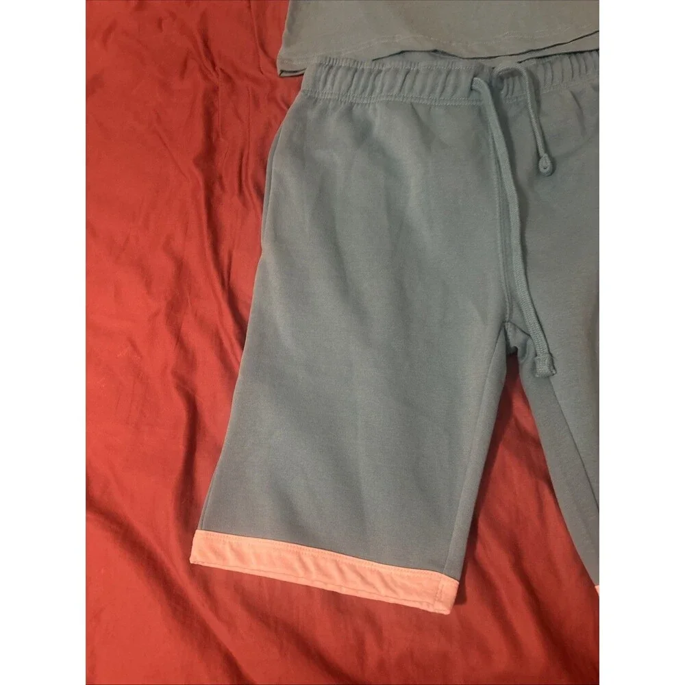 Nike Men's Medium Blue / Light Blue T-Shirt and Drawstring Shorts Set